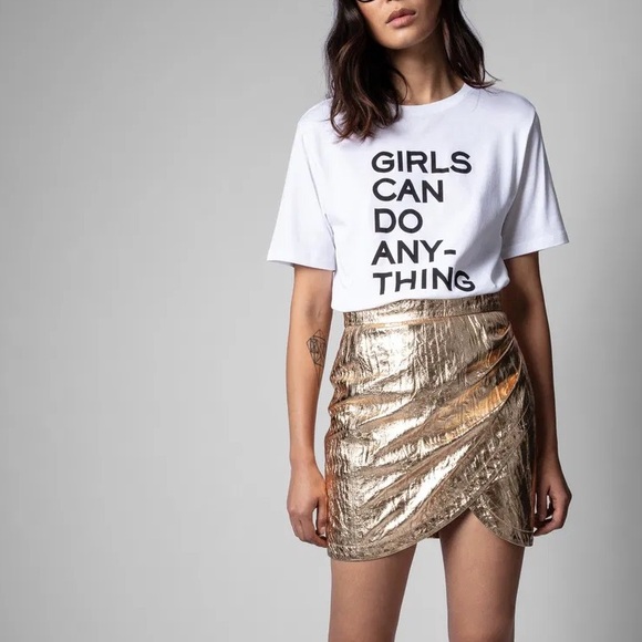 Zadig & Voltaire Dresses & Skirts - ZADIG & VOLTAIRE NWT Julipe Skirt gold goat leather 36